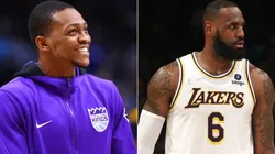 DeAaron Fox of the Sacramento Kings (left) and LeBron James the Los Angeles Lakers (right)