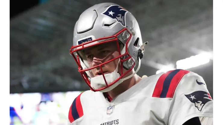New England Patriots quarterback Mac Jones during the defeat to the Miami Dolphins in Week 18 of the 2021 NFL regular season.