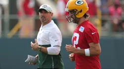 Packers Head Coach Matt LaFleur (left) and Aaron Rodgers.