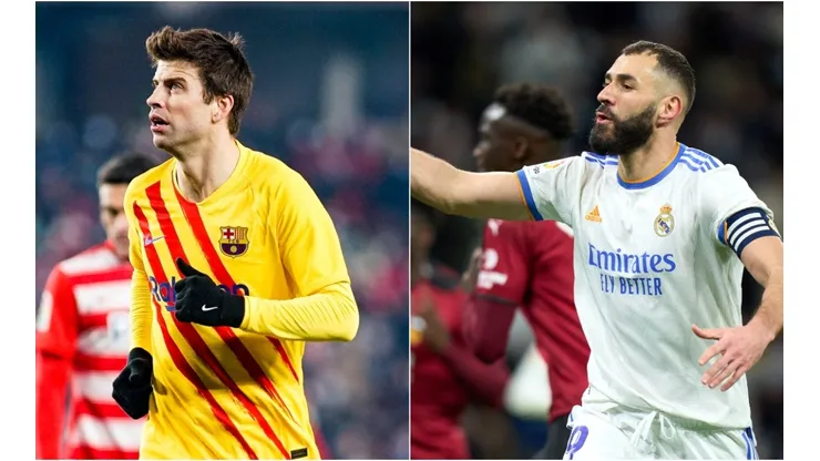 Pique of Barcelona (left) and Benzema of Real Madrid (right)