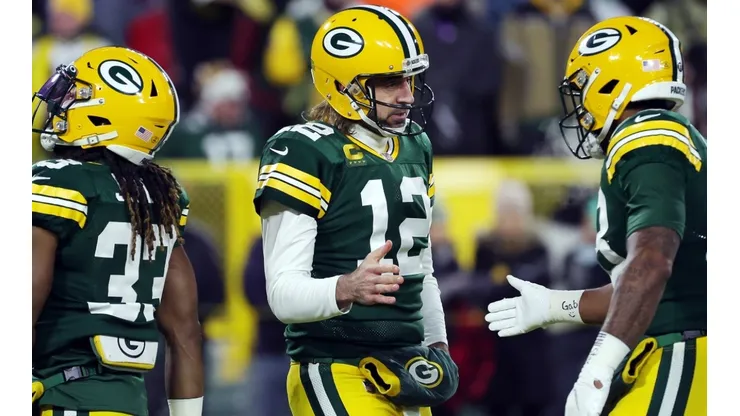 Green Bay Packers players during the 2021 new 18-weeks season