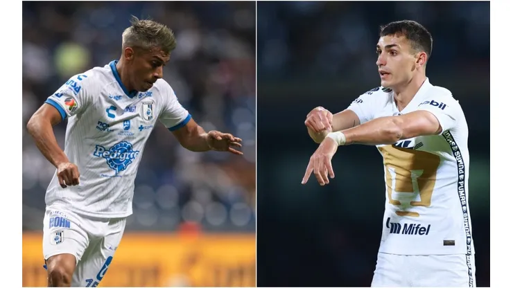 Ángel Sepúlveda of Querétaro (left) and Juan Dinenno of Pumas UNAM (right)