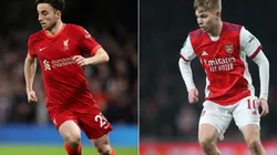 Diogo Jota of Liverpool (left) and Emile Smith-Rowe of Arsenal (right)