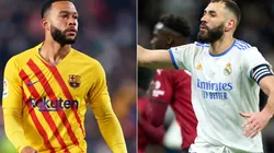 Memphis Depay of FC Barcelona (left) and Karim Benzema of Real Madrid (right)
