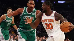 Julius Randle of the New York Knicks (right) and Al Horford of the Boston Celtics (left)