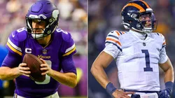 Kirk Cousins (right) of Vikings and Justin Fields (lesft) of Bears