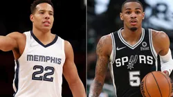 Desmond Bane of the Memphis Grizzlies (left) and Dejounte Murray of the San Antonio Spurs (right)
