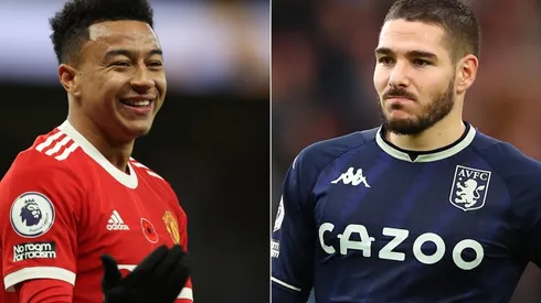 Jesse Lingard of Manchester United (left) and Emiliano Buendia of Aston Villa (right)