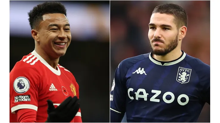 Jesse Lingard of Manchester United (left) and Emiliano Buendia of Aston Villa (right)