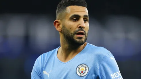 Riyad Mahrez in action for Manchester City.