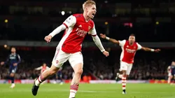 Arsenal's Emile Smith-Rowe celebrates scoring a goal