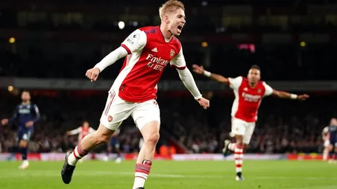 Arsenal's Emile Smith-Rowe celebrates scoring a goal