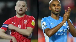 Jack Payne of Swindon Town (left) and Fernandinho of Manchester City (right)