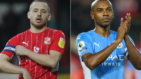 Jack Payne of Swindon Town (left) and Fernandinho of Manchester City (right)