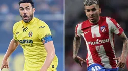 Vicente Iborra of Villarreal (left) and Angel Correa of Atletico Madrid (right)