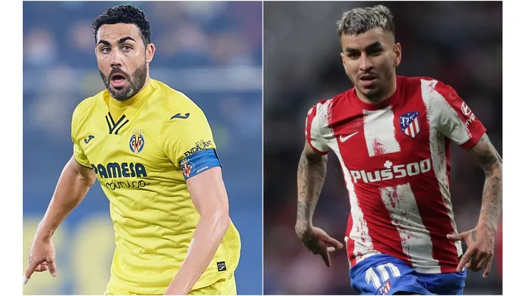Vicente Iborra of Villarreal (left) and Angel Correa of Atletico Madrid (right)