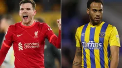 Andrew Robertson of Liverpool (left) and Elliott Bennett of Shrewsbury Town (right)