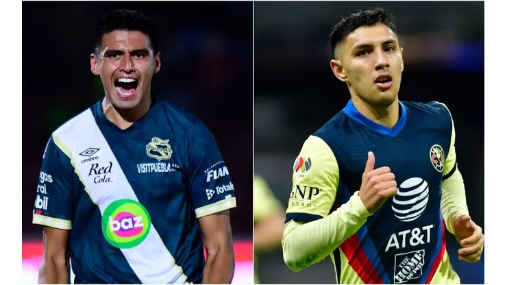 Guillermo Martinez of Puebla (left) and Leonardo Suarez of Club America (right)