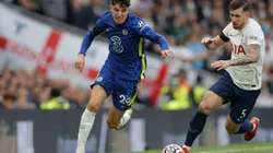 Havertz of Chelsea (right) tries to pass run Pierre of Tottenham