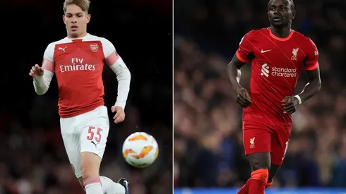 Emile Smith-Rowe of Arsenal (lefst) and Sadio Mane of Liverpool (right)