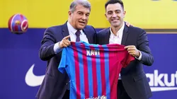 Xavi Hernandez and Joan Laporta