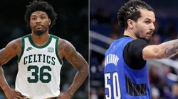 Marcus Smart (left) of Celtics and Cole Anthony (right) of Magics