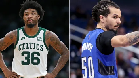 Marcus Smart (left) of Celtics and Cole Anthony (right) of Magics