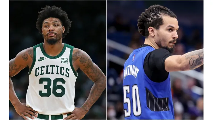 Marcus Smart (left) of Celtics and Cole Anthony (right) of Magics