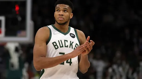 Giannis Antetokounmpo of Milwaukee Bucks walks to the bench during a game against the Pelicans