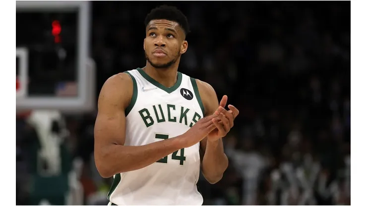 Giannis Antetokounmpo of Milwaukee Bucks walks to the bench during a game against the Pelicans
