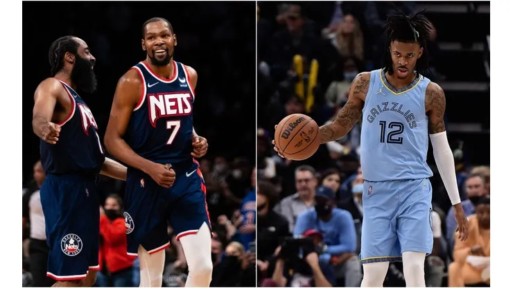Harden and Durant (left) of Nets and Ja Morant (right) of Grizzlies