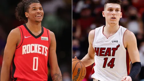 Jalen Green of the Houston Rockets (left) and Tyler Herro of the Miami Heat (right)