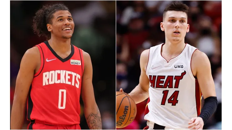 Jalen Green of the Houston Rockets (left) and Tyler Herro of the Miami Heat (right)