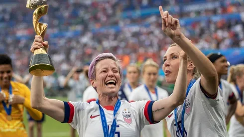 Megan Rapinoe celebrates US Women National Soccer Team conquer in 2019