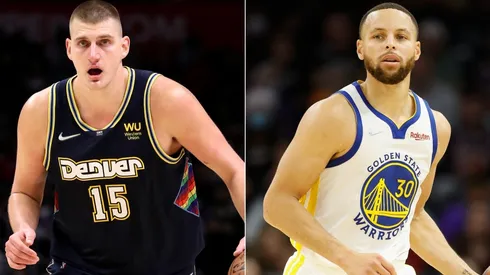 Nikola Jokic of the Denver Nuggets (left) and Stephen Curry of the Golden State Warriors.
