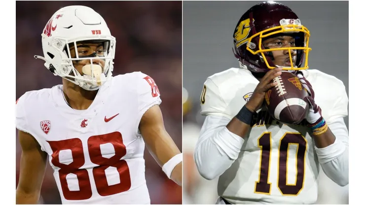 De'Zhaun Stribling of the Washington State Cougars (left) and Central Michigan Chippewas quarterback Daniel Richardson (right)