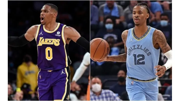 Russell Westbrook of the Los Angeles Lakers (left) and Ja Morant of the Memphis Grizzlies (right)