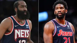 James Harden of the Brooklyn Nets (left) and Joel Embiid of the Philadelphia 76ers.