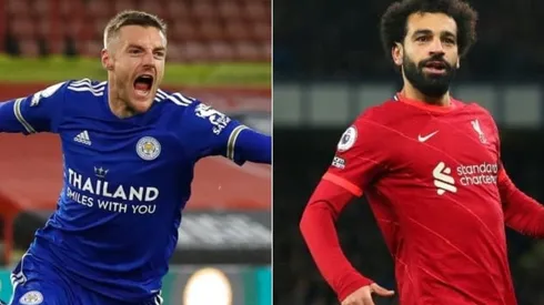 Jamie Vardy (right) of Leicester City and Mohamed Salah (left) of Liverpool