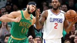 Jayson Tatum of Celtics (left) and Kawhi Leonard (right) of Clippers