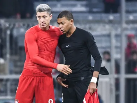 Robert Lewandowski and Kylian Mbappe against a Biennial World Cup