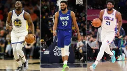 Draymond Green (left), Karl-Anthony Towns (center) & Joel Embiid