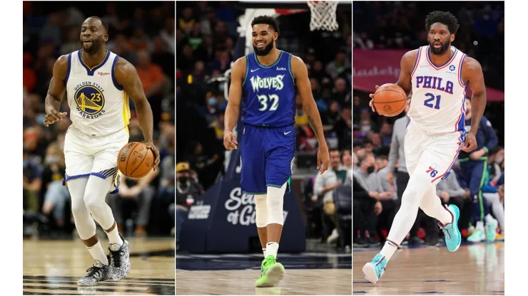 Draymond Green (left), Karl-Anthony Towns (center) & Joel Embiid