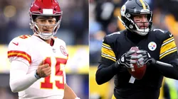 Quarterback Patrick Mahomes of Chiefs (left) and Quarterback Ben Roethlisberger of Steelers