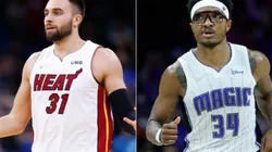 Max Strus of the Miami Heat (left) and Wendell Carter Jr. of the Orlando Magic (right)
