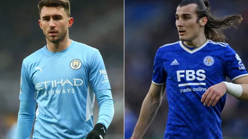 Aymeric Laporte of Manchester City (left) and Çağlar Söyüncü of Leicester (right)