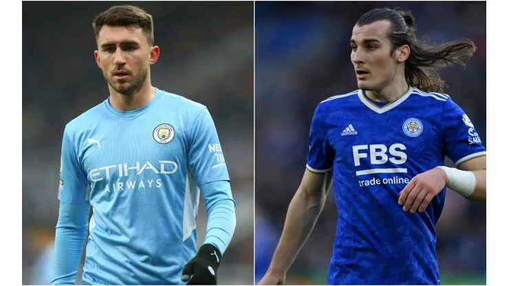 Aymeric Laporte of Manchester City (left) and Çağlar Söyüncü of Leicester (right)