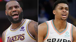 LeBron James of the Lakers (left) and Keldon Johnson of the Spurs.