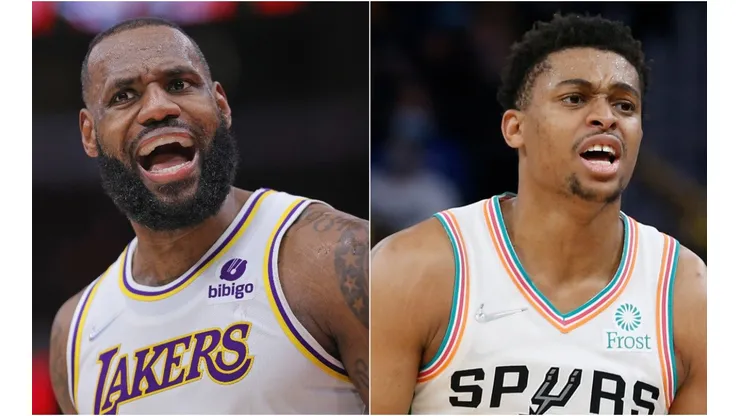 LeBron James of the Lakers (left) and Keldon Johnson of the Spurs.