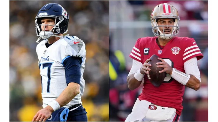 Titans QB Ryan Tannehill (left) and 49ers QB Jimmy Garoppolo.